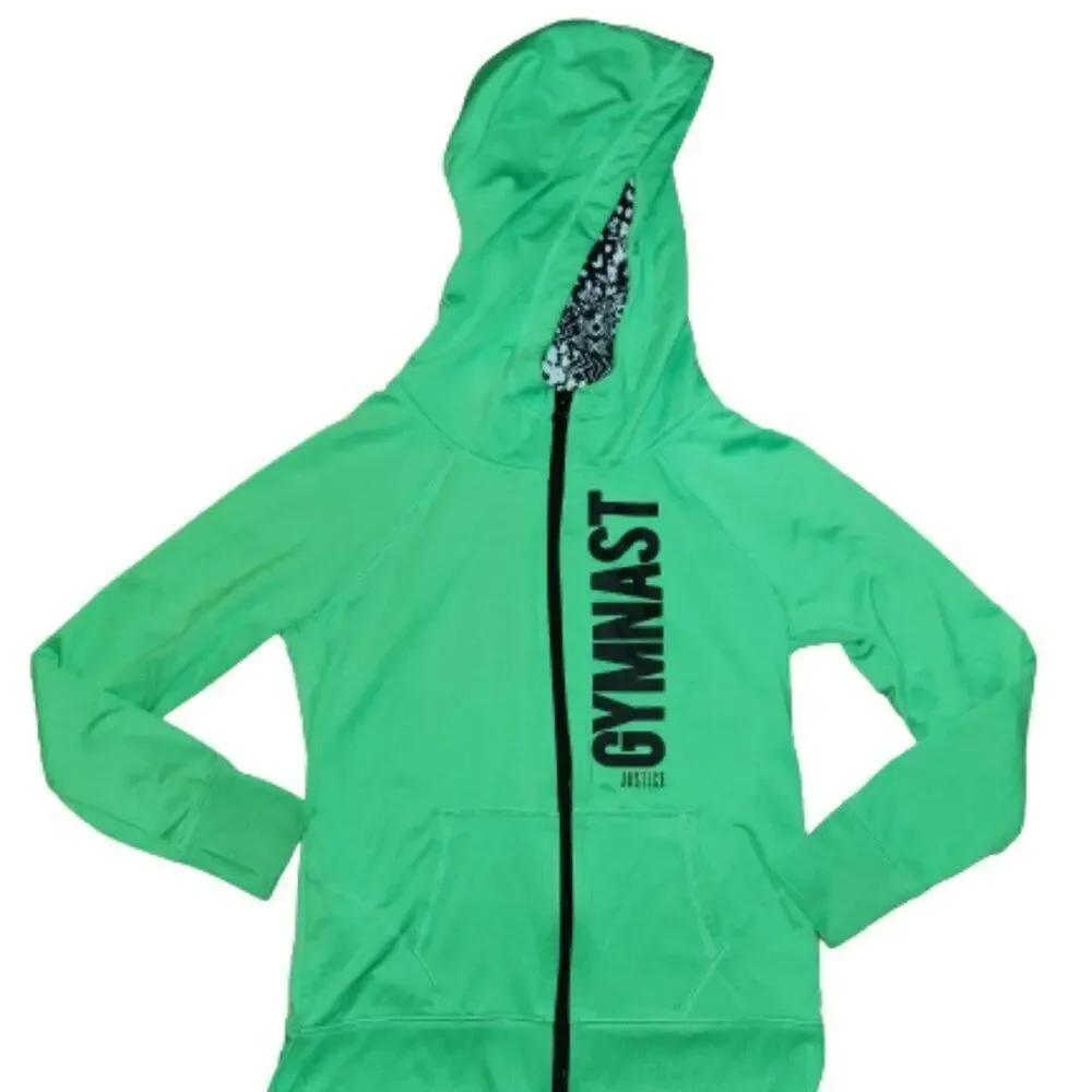 Justice Gymnast Hoodie || Lime Green || Girls sz10 Med